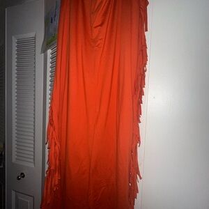 Vibrant Orange Fringe Skirt or Dress